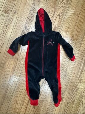 Air Jordan Black and Red Hooded One-Piece Outfit 24 Months